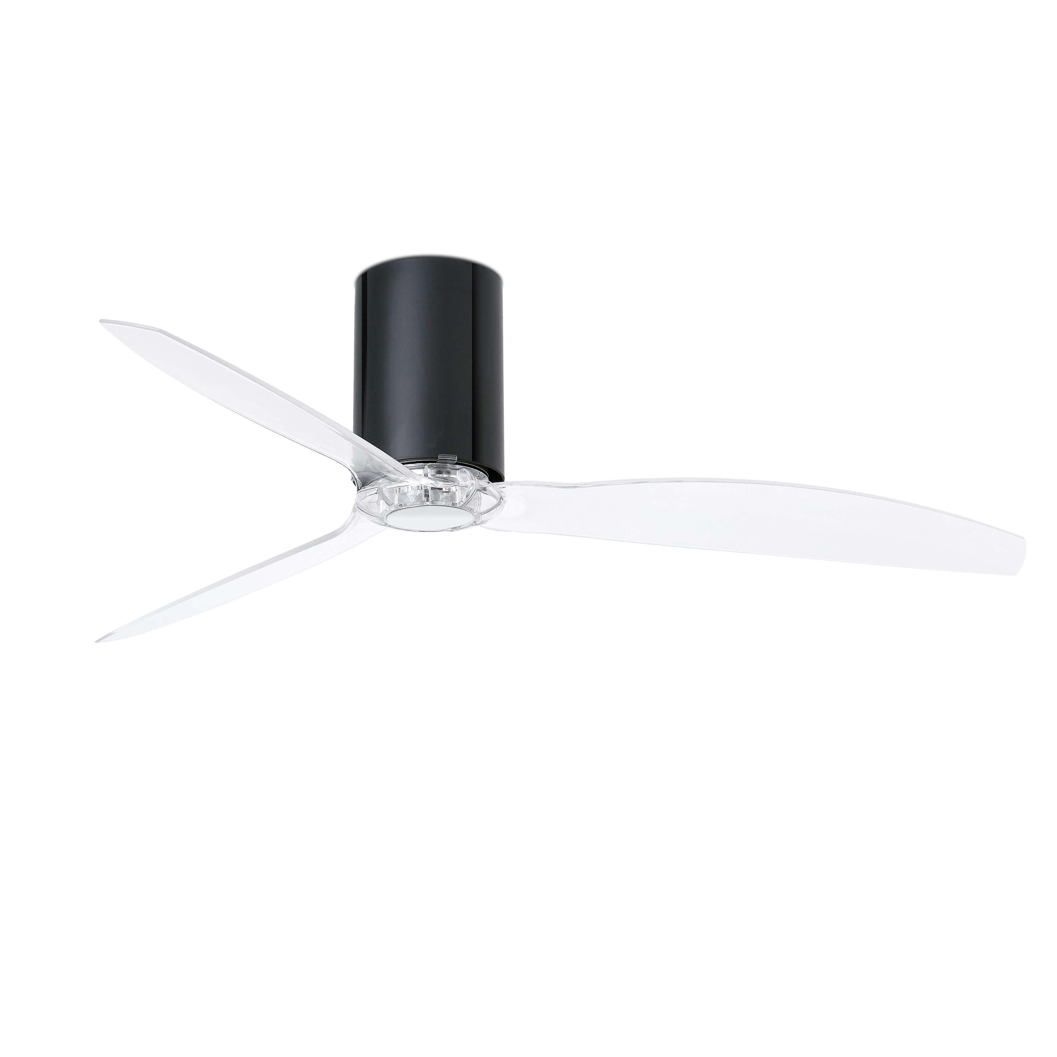 DC ceiling fan Mini Tube Gloss Black / Clear with remote