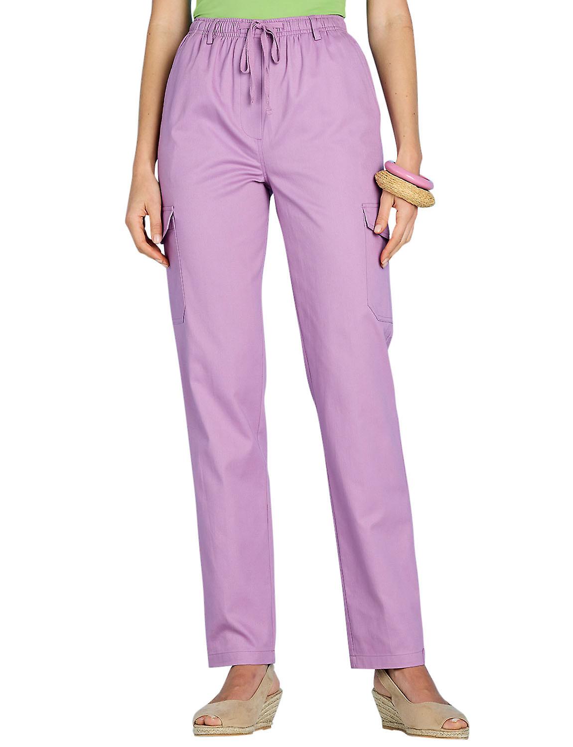 Chums | Ladies | Comfortable Cotton Cargo Trousers Elasticated Waist with Practical Pockets