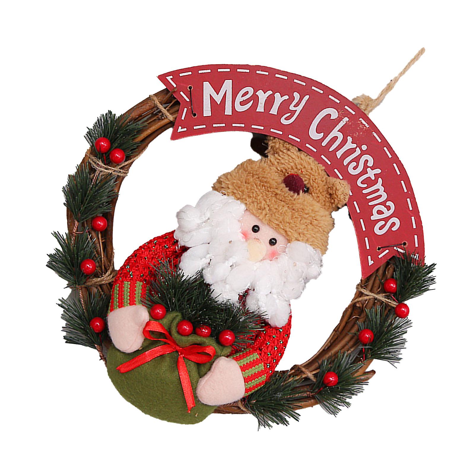 GPB Christmas Decorative Wreath Christmas Rattan Door Hanging Decorations Snowman Wreath Ornament Pendant
