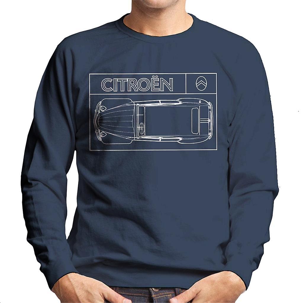 Citroen 2CV White Diagram Top View Men's Sweatshirt