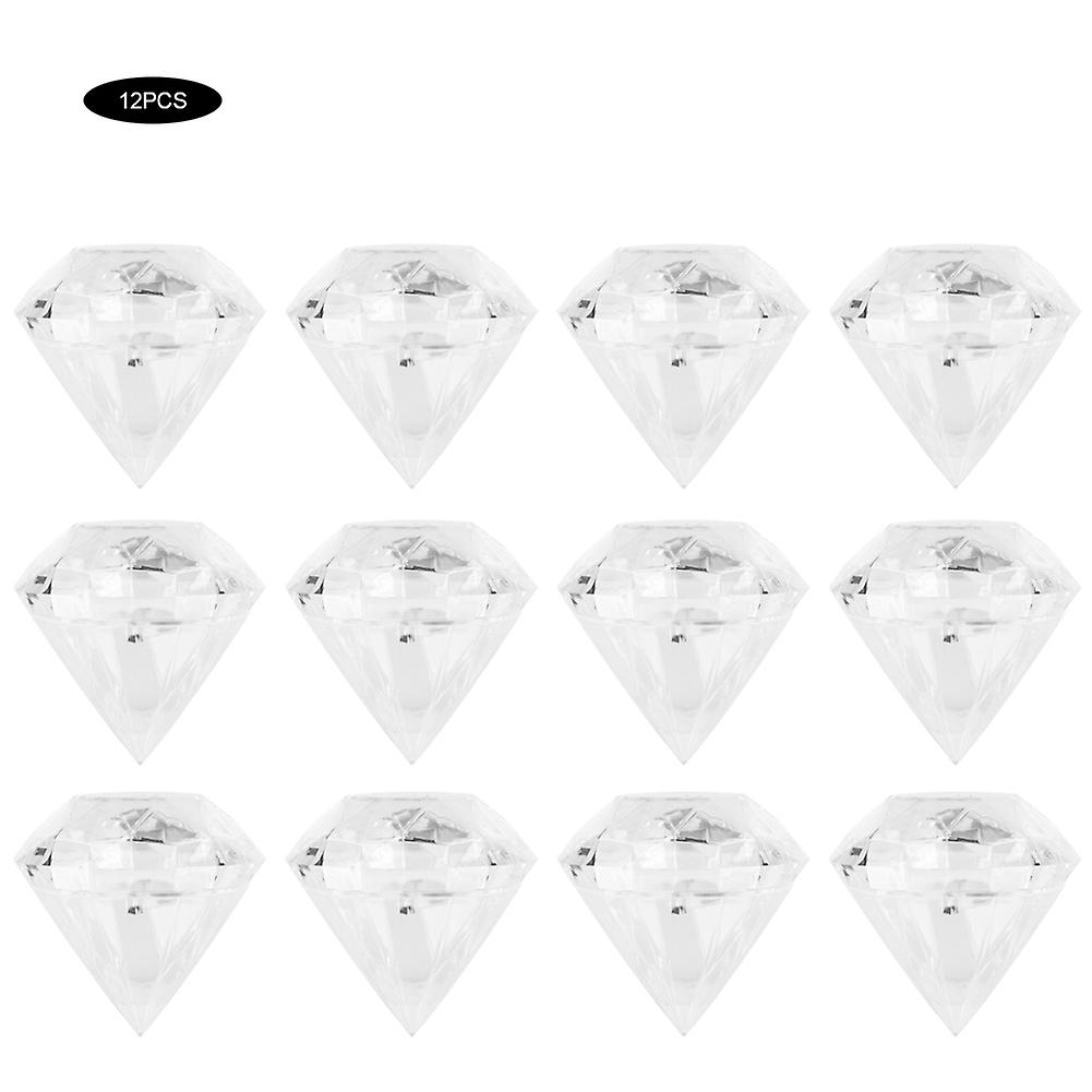 12Pcs Diamond Shaped Transparent Plastic Candy Box Container Wedding Decoration 7x7cm