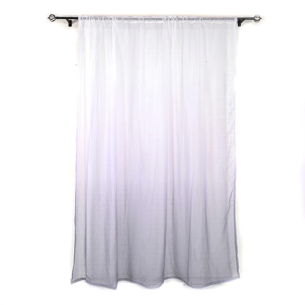 Gradient Sheer Rod-Pocket Window Curtain Bedroom Balcony Drape (Gray-Blue Gradient)