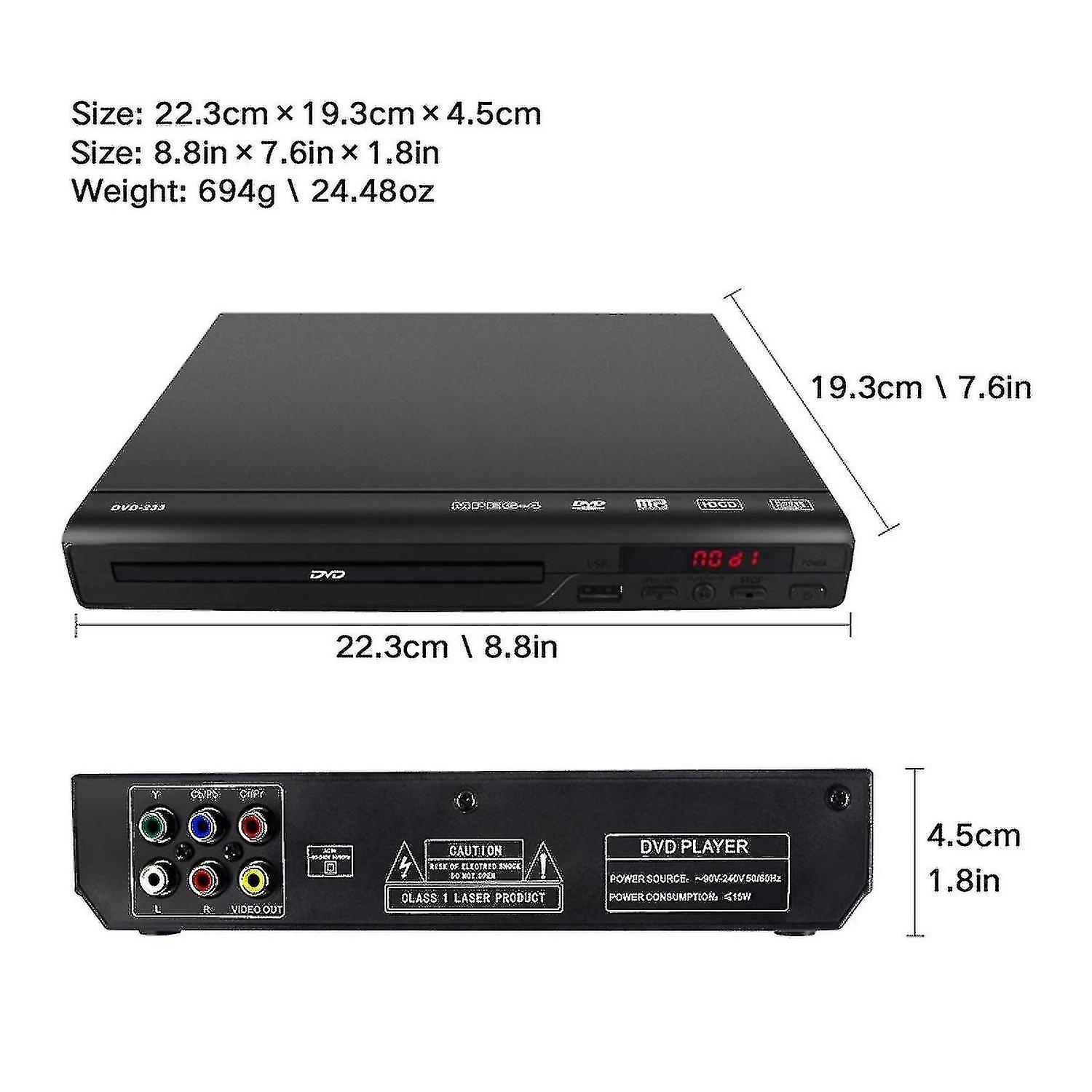Lecteur DVD pour TV, toutes les régions Free Dvd Cd Discs Player Av Output Built-in / Ntsc, Entrée USB, Remote