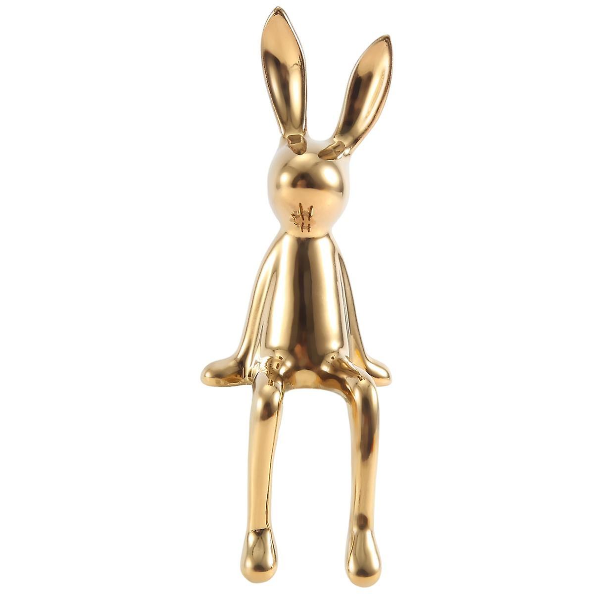 Rabbit Statues Ceramic Crafts Shiny Modern Nordic Animal Figures Decorative Ornament Animal Figures Gold