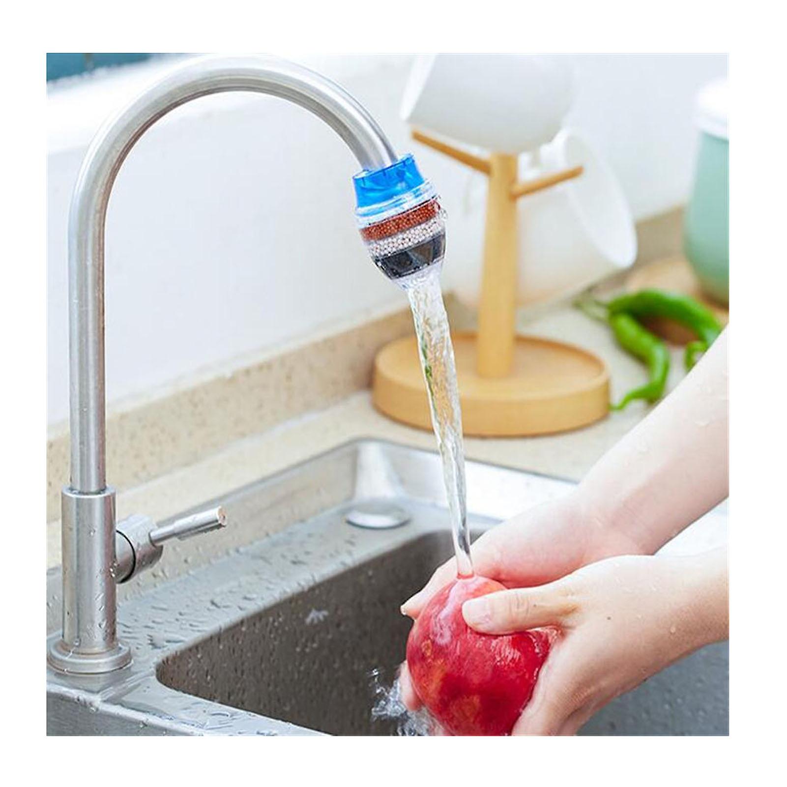 Faucet Mount Water Filter Blue 6cm Multi-Layer Save Water Easy Install