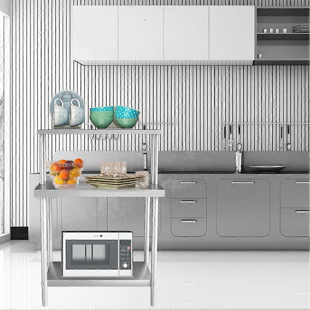 2 Tier Commercial Kitchen Prep & Work Stainless Steel Table with Backsplash