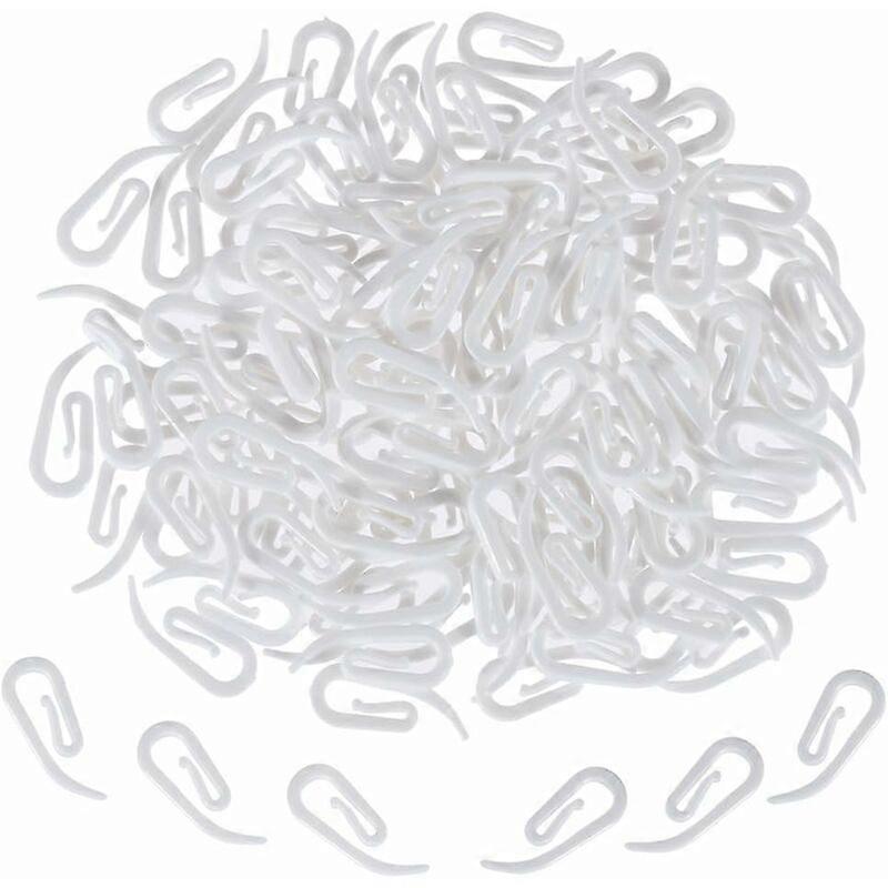 200 PCS Curtain Hooks 2.8 x 1.2 cm White Plastic Curtain Clips for Shower Curtain, Window Curtain and Door Curtain