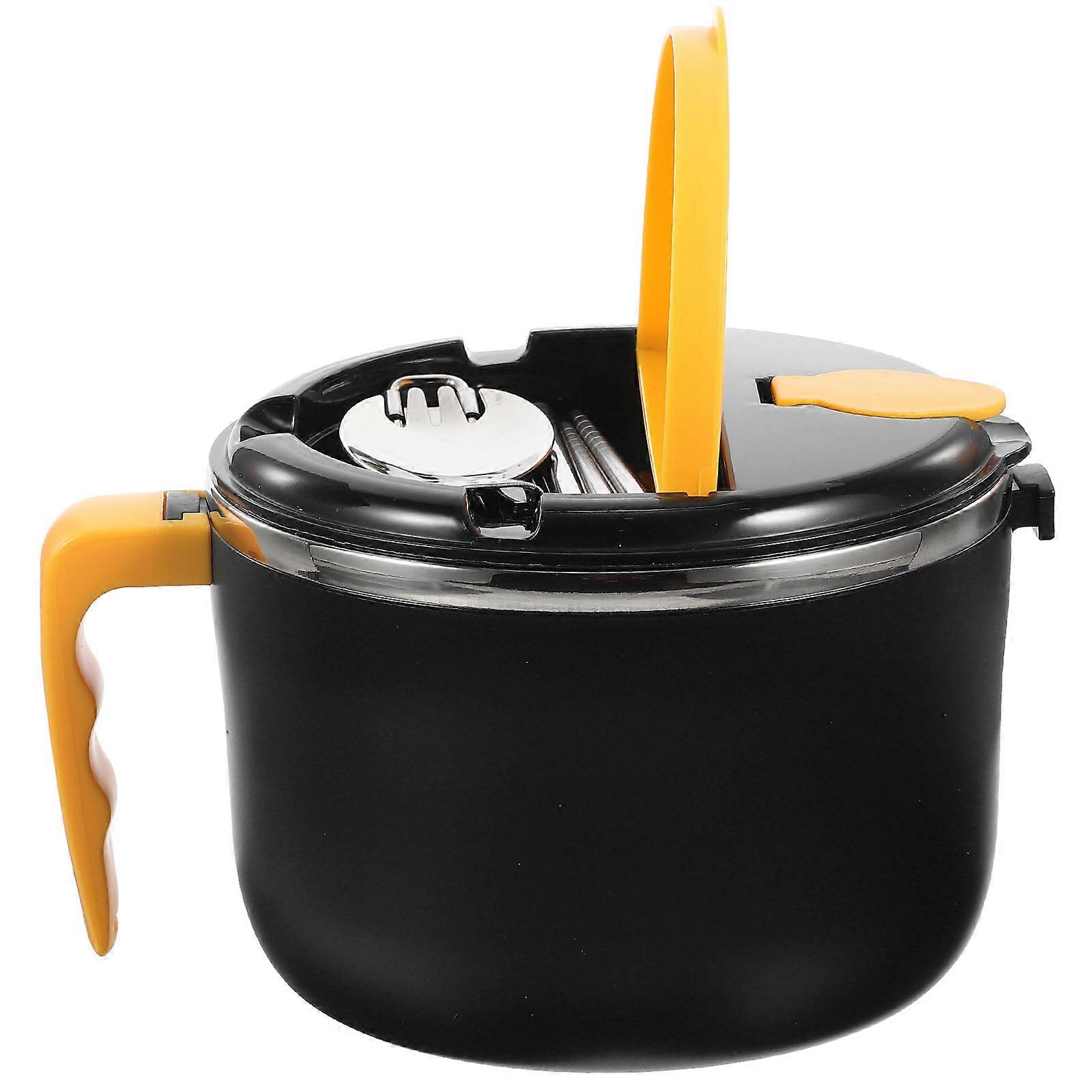 1 Set of Reusable Noodle Bowl Sealing Noodle Bowl with Tableware Multi-function Noodle Bowl Black
