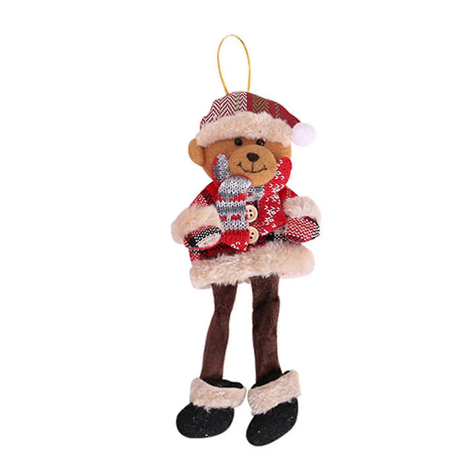 Cute Cartoon Christma Tree Pendant Colored Plaid Cloth Doll Theme Party Decoration For Home Living