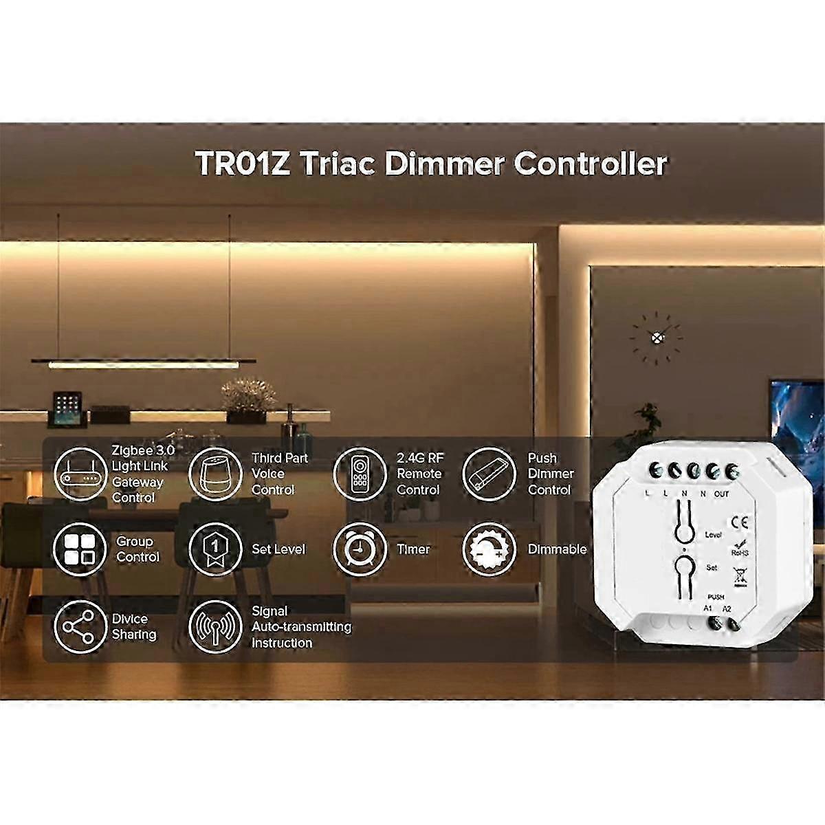 Tuya ZigBee Triac Dimmer LED Controller Smart Dimmer for Dimmable LED Lights Support Smart APP RF Remote Control B