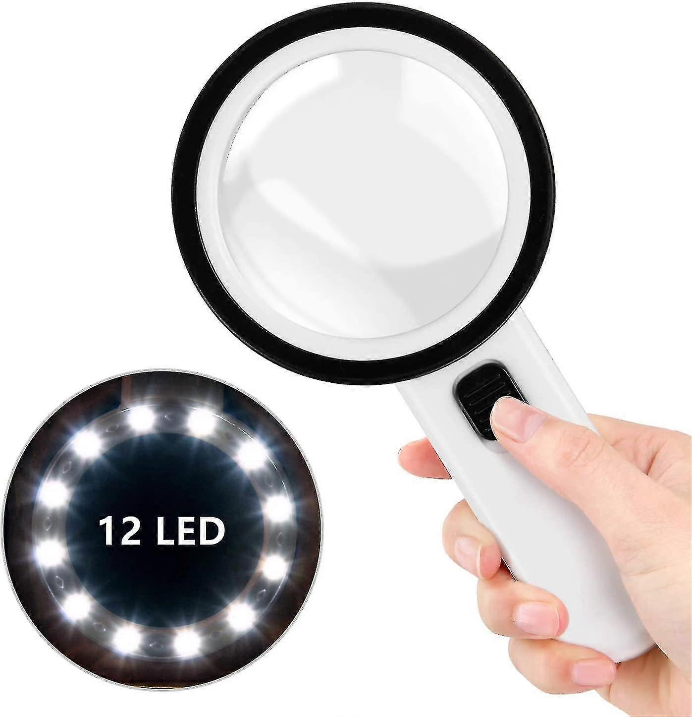 30x Magnifier With 12 Led Lights Battery Operated