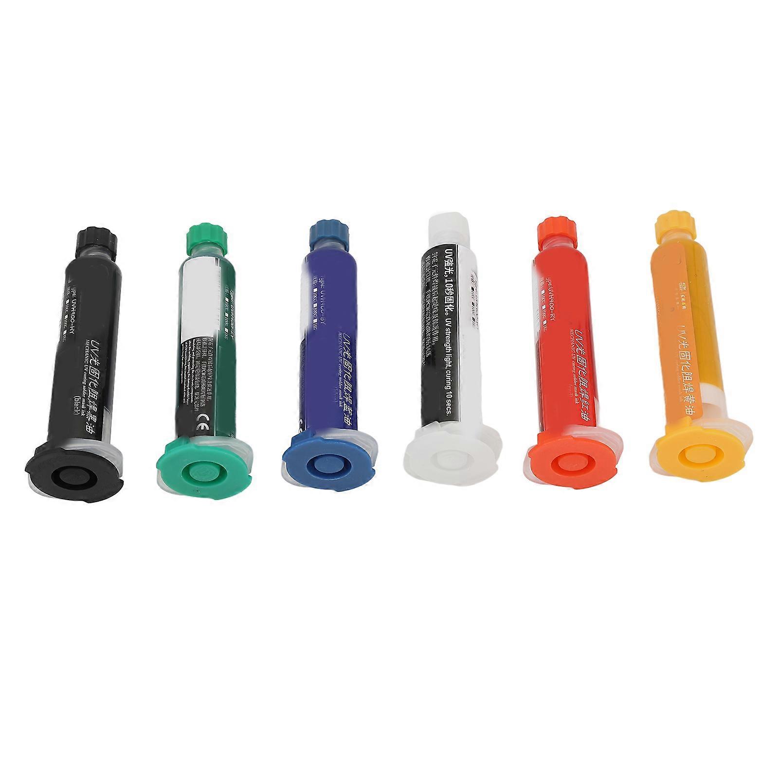 6Pcs Solder Mask Ink UV Light Curing Solder Mask Ink Resistance Oil for BGA PCB Circuit Board