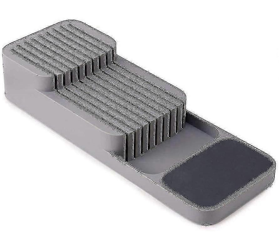 Two-tier Horizontal Knife Block , Kitchen Drawer Organizer Tray,gray