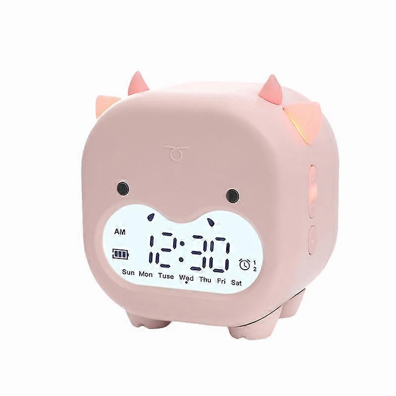 Smart Multi-function Alarm Clock Led Display Cute Stupid Cow Voice-controlled Voice-time Night Light For Children
