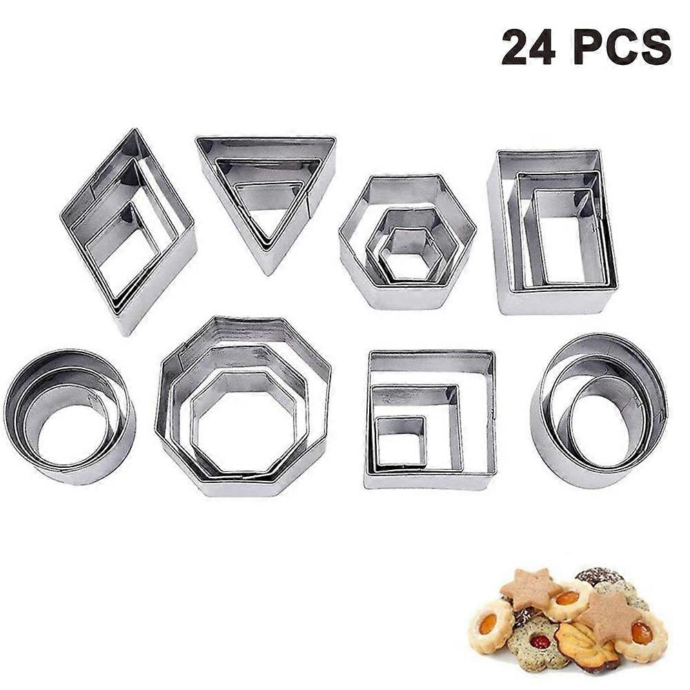 Mini Geometric Shaped Cookie Biscuit Cutter Set 24 Heart Triangle Round