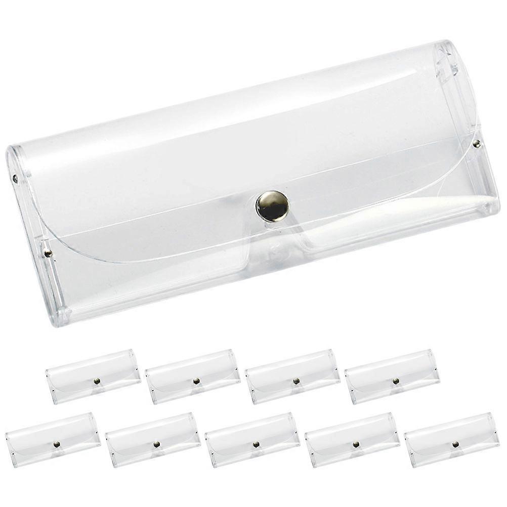 10pcs Glasses Cases Clear Eyeglasses Case Transparent Plastic Sunglasses Protective Case with Button