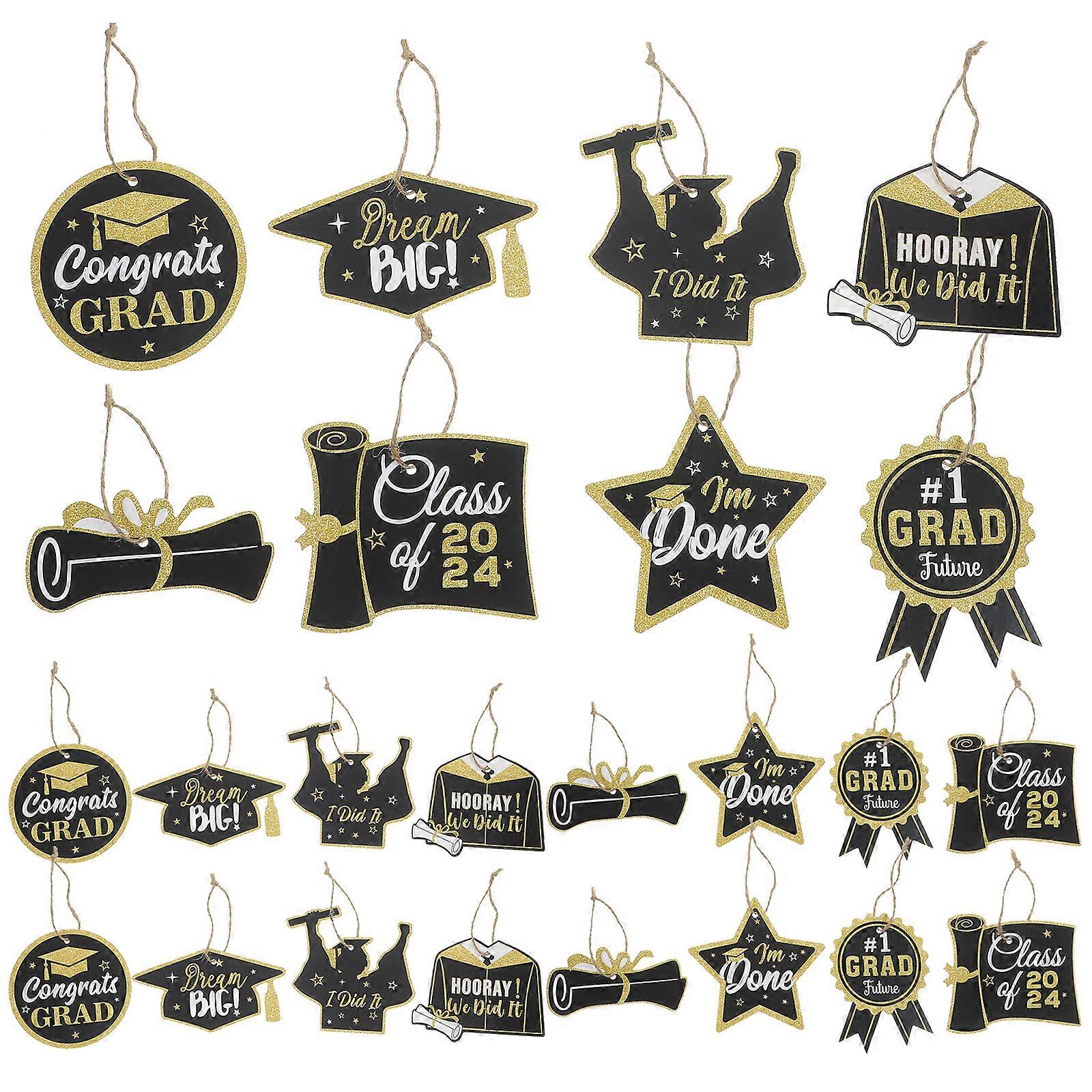 24pcs Paper 2024 Grad Party Layout Pendant Diy Grad Party Hanging Ornament Paper Hanging Decor for Grad
