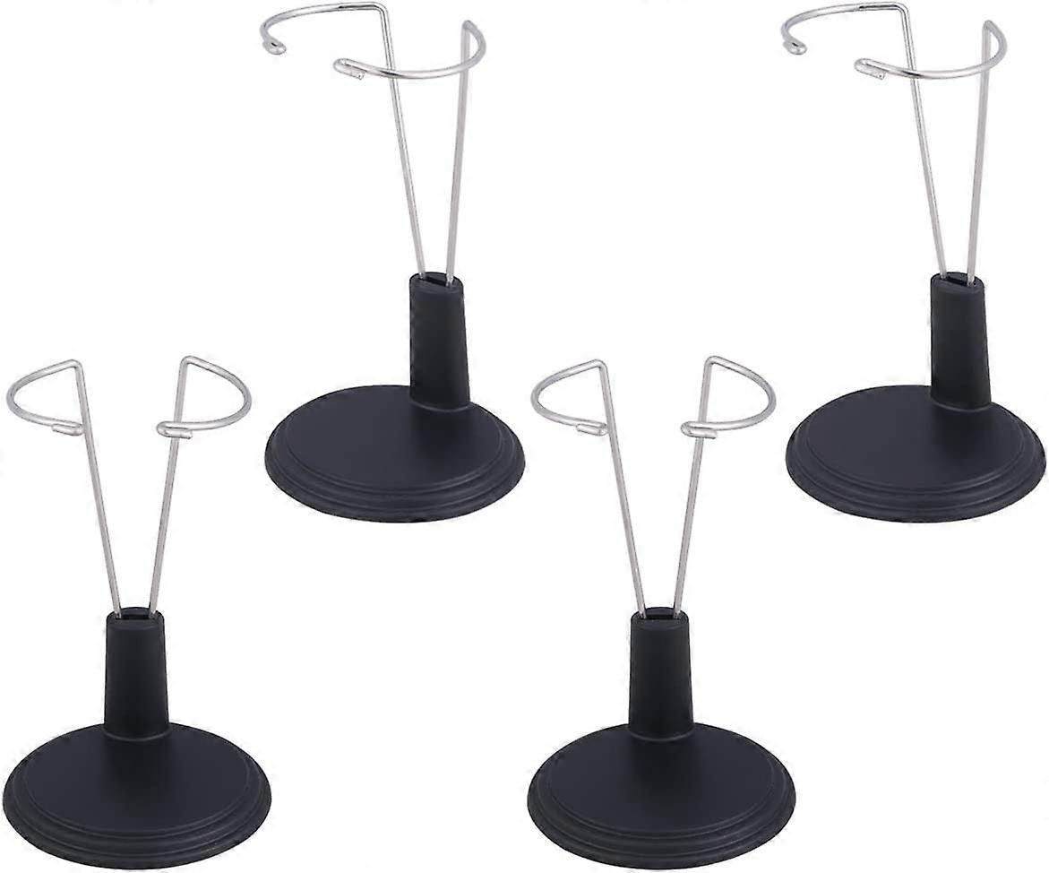 4st dockställ actionfigurstativ bärbar nallebjörn stativ för minidockor, svart