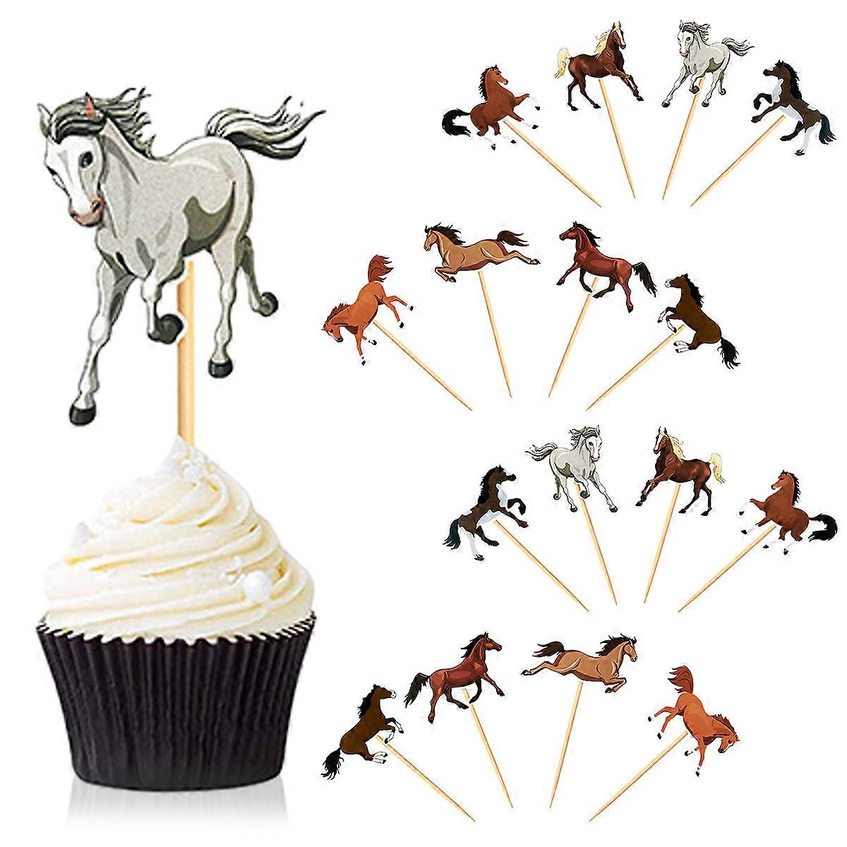 Sunjun 32ピース馬の誕生日の装飾ケーキの装飾馬の誕生日 競馬の誕生日パーティー、馬のテーマパーティーなどに適しています。