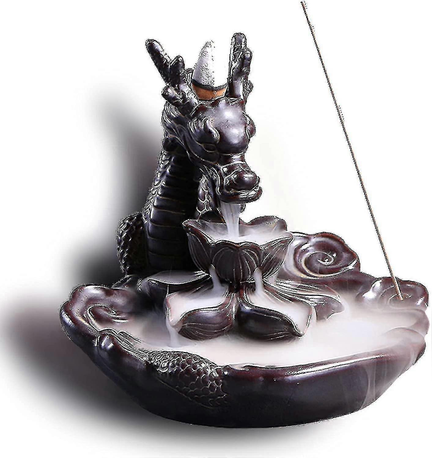 Dragon Incense Waterfall Burner Ceramic Smoke Backflow Incense Holder Include