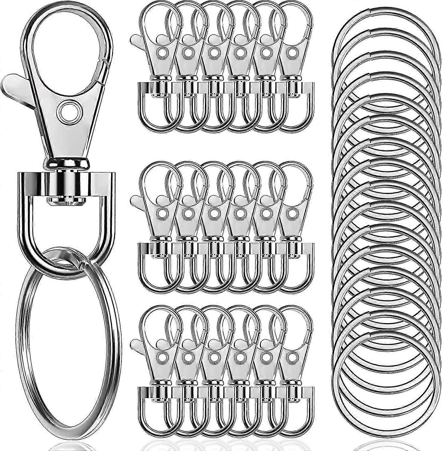 100 Pcs Premium Swivel Snap Hooks With Key Rings.metal Lanyard Keychain Hooks