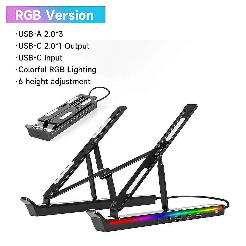 USB C Laptop Docking Station Type c Hub RGB Adjustable Portable Laptop Stand Ergonomic Notebook Holder for MacBook Pro Air