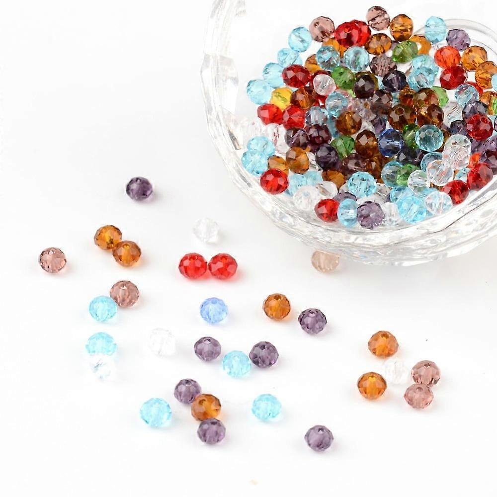 1box Mixed Baking Painted Crackle Glass Glass Pearl Bead Sets Round Mixed Color Hole: 1mm