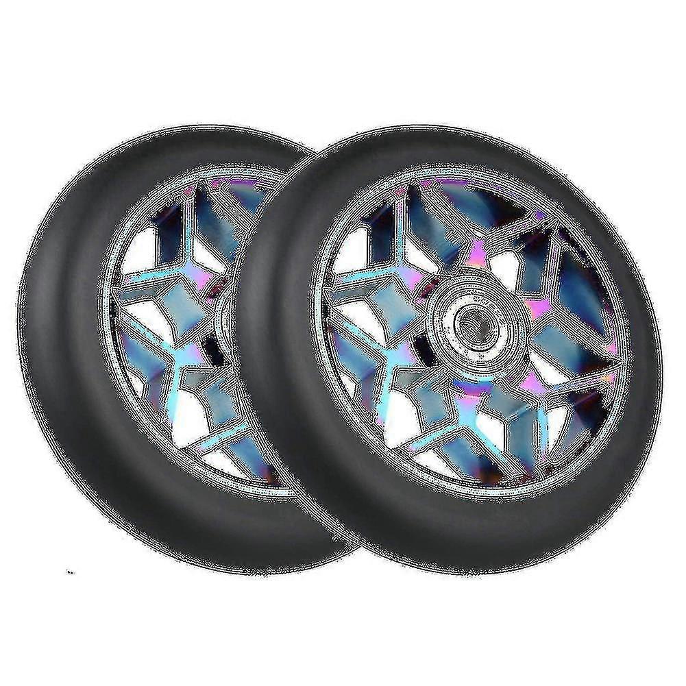 2 pcs 110mm scooter roues Pu roues épaisses cascade avec roulements (noir) -JA