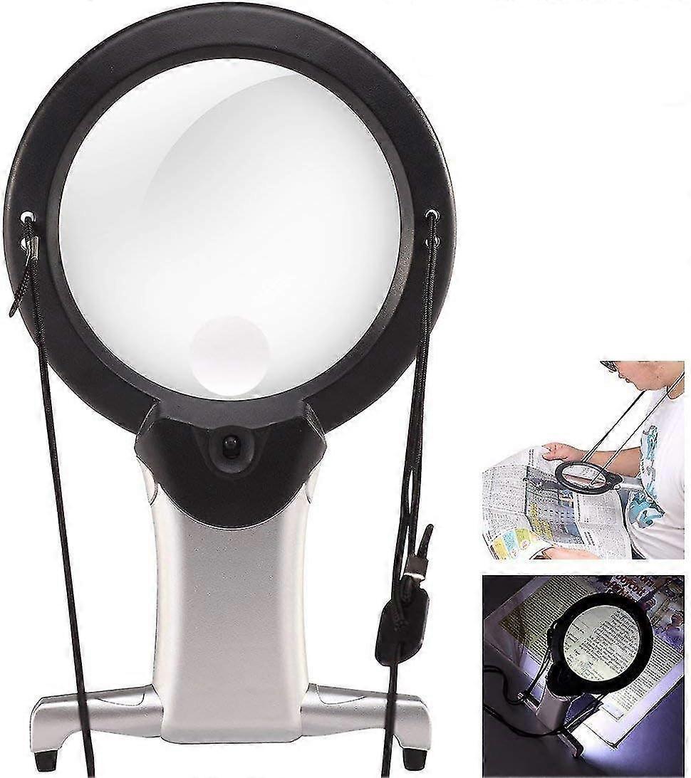 Leesloep Vergrootglas Ketting 2,5 X 6x Verlicht Vergrootglas Vergroot Handsfree Handheld Groot Led Vergrootglas Verlichte Loep