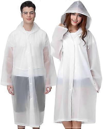 Rain Ponchos for Adults Reusable, 2 Pcs Raincoats Emergency for Women Men with Hood and Drawstring