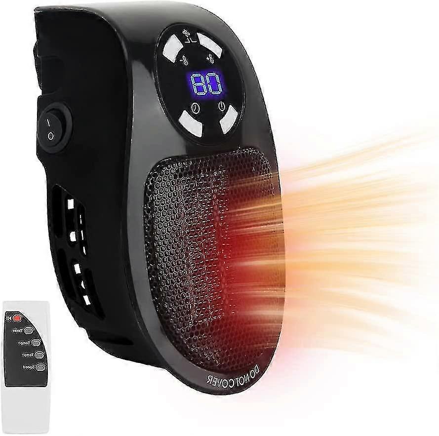Mini Radiateur Soufflant, 500w Chauffage Soufflant, Avec 2 Niveaux De Ventilation, Thermostat, Affichage Led, Pour Chambre, Bureau, Appartement, Noir
