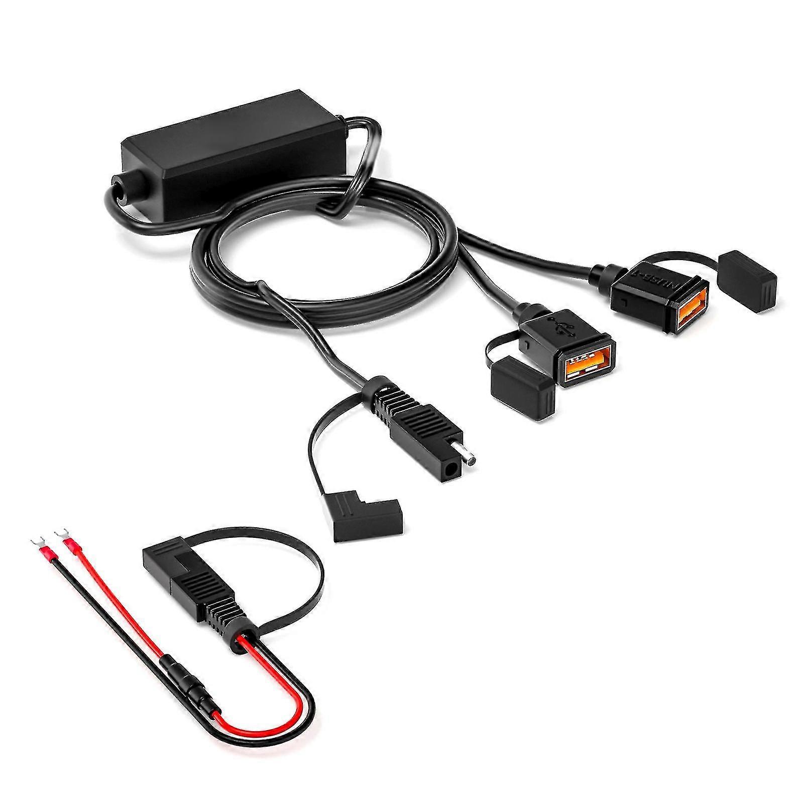 Motorcycle Quick Charging Dual Usb Power Adapter Charger With Extension Cable