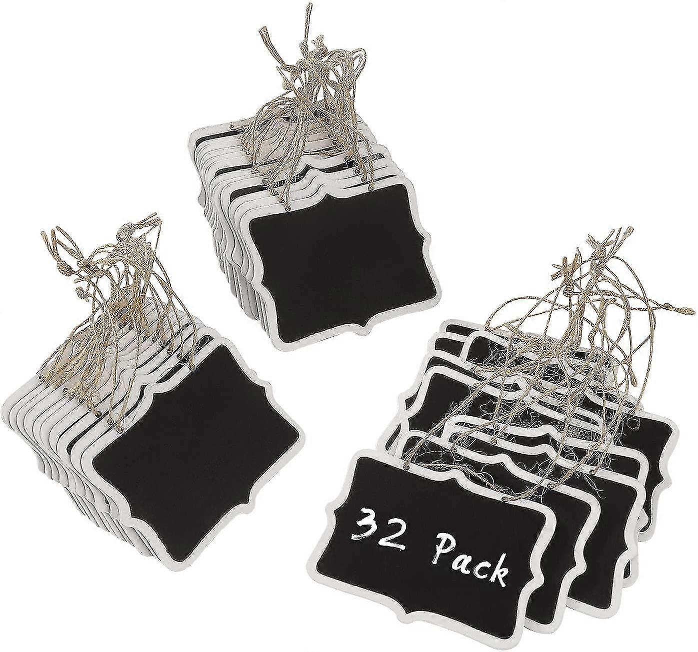 32 Wooden Slate Tags For Hanging, 3.3 X 2.4 Inch Rectangular Wooden Mini Wedding