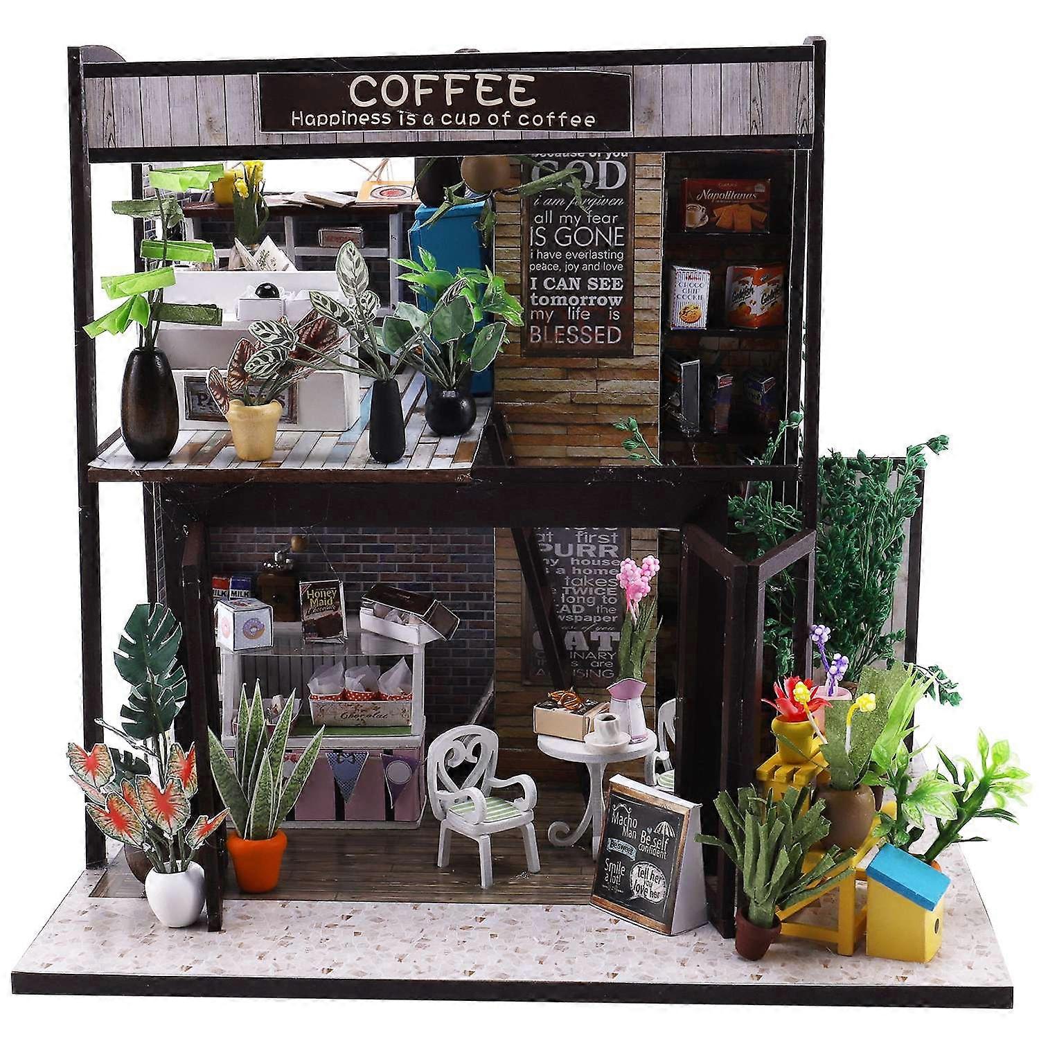 Doll House Miniature Diy with Furnitures Wooden House Waiting Time Toys for Children Birthday Gift