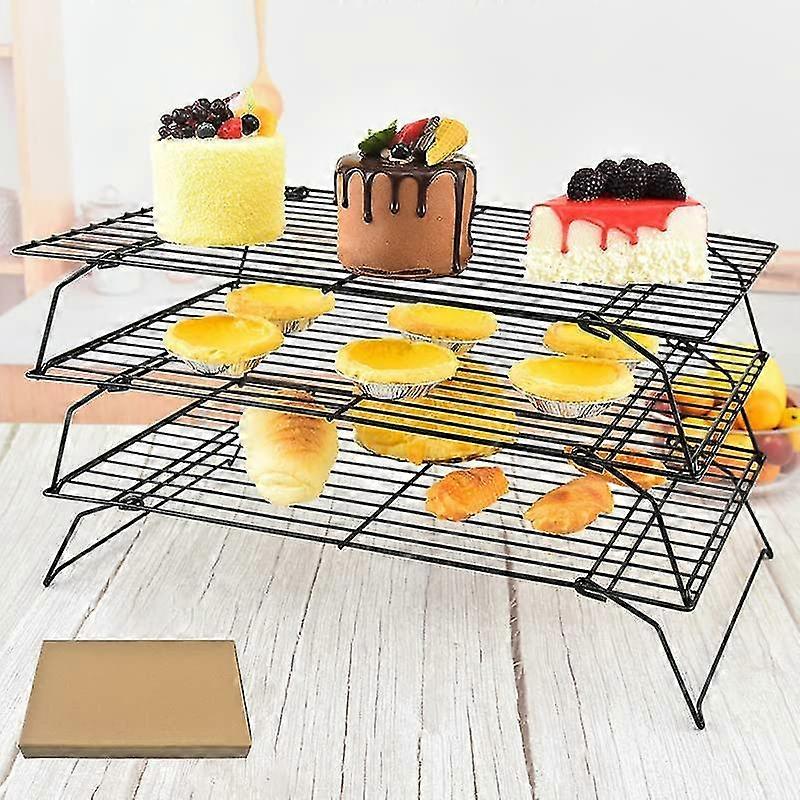 Baking Rack, 3 Tier, Aluminium, Black, Non-stick - Use Individually Or Stack To Save Space