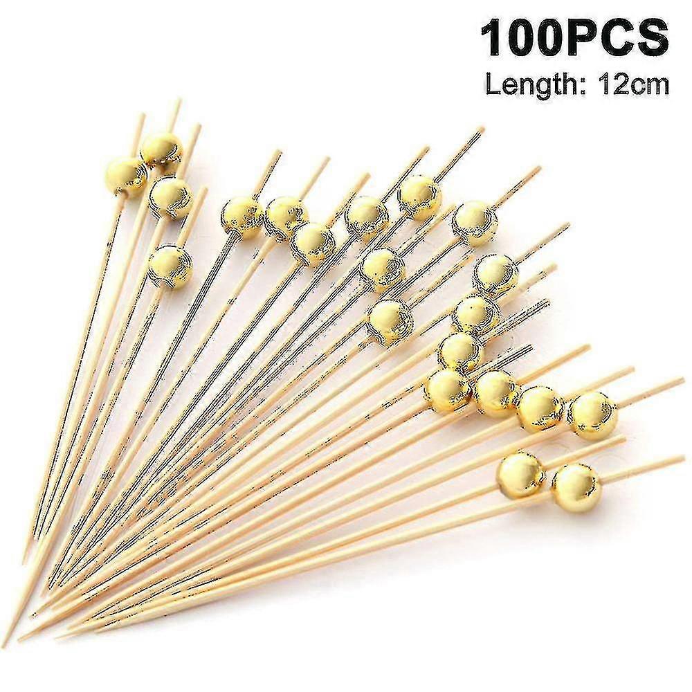 Cocktail Picks 100 Count 12cm Handmade Sticks Wooden Toothpicksgold