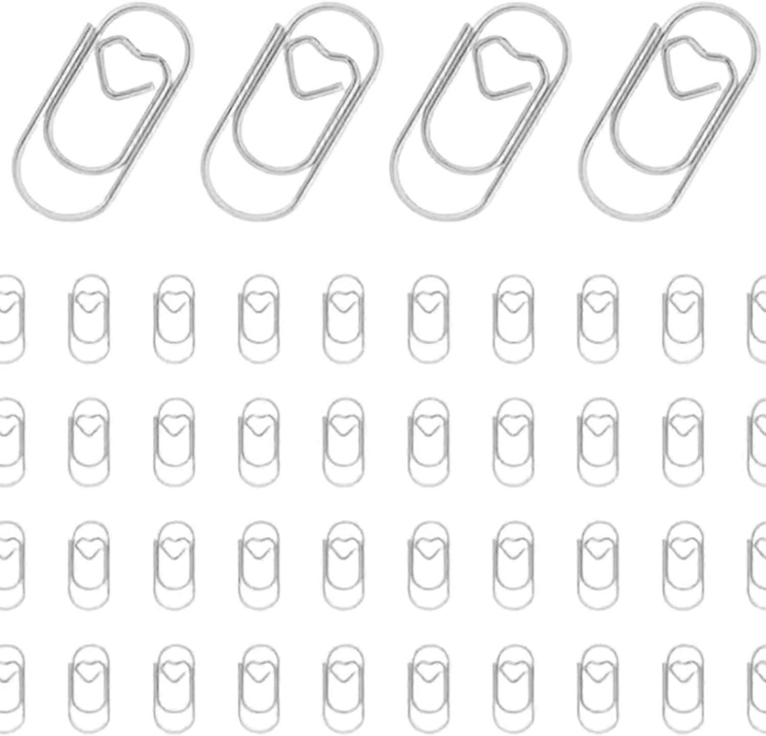 150pcs Small Creative Heart Shaped Paper Clips-Rust Resistant(Silver)
