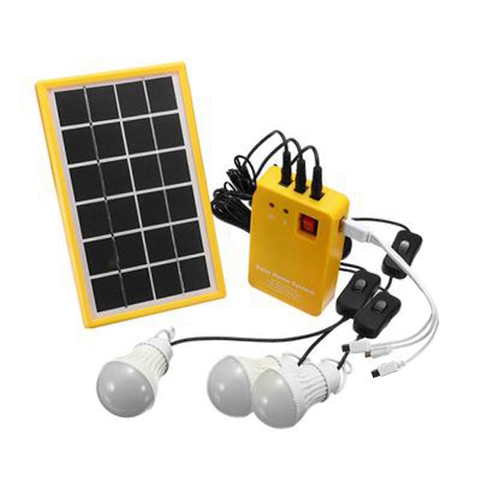 Kaesi Outdoor Portable Solar Panel Electric Generator 3 LED Bulb Power System Kit