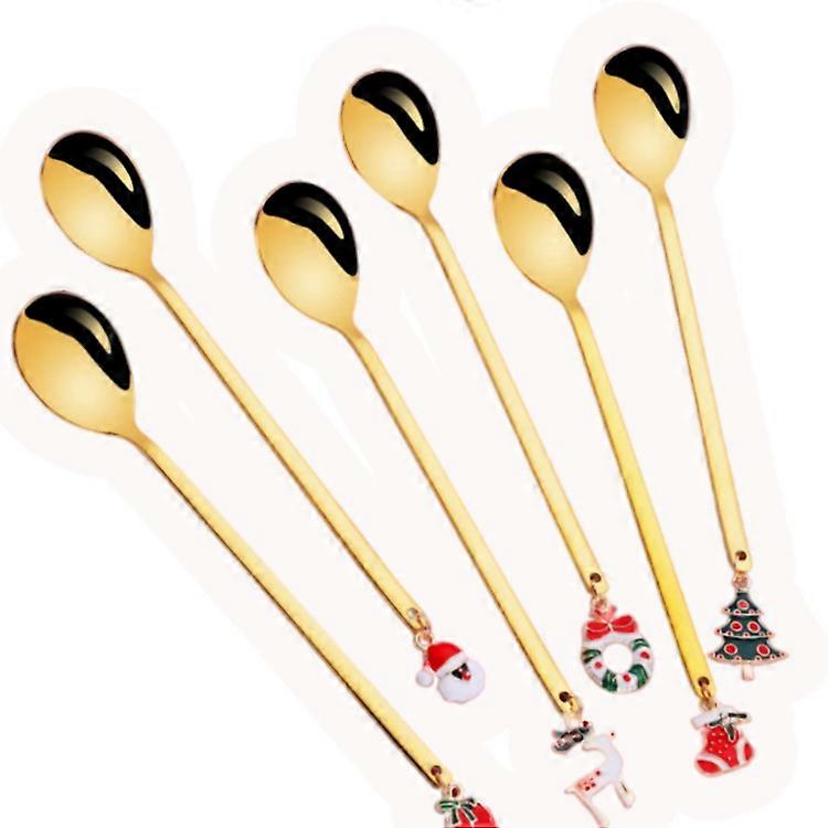 (Gold) Christmas spoon 6-piece gift box set