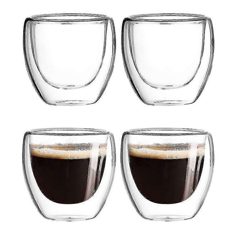 Nuevo 4pcs Double Wall Shot Glass Double Wall Espresso Coffee Cup