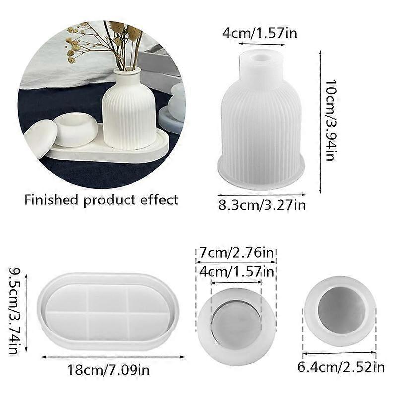 Small Canister Storage Box Oval Tray Mold Vase Set Silicone Mold