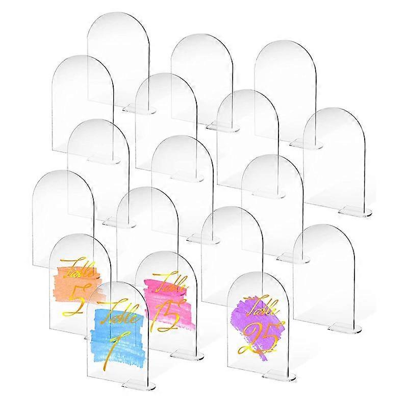 25 Sets 4 x 6 Inch Clear Arch Acrylic Sign with Stand Blank Arched Round Top Sheet Arch Table Numbe