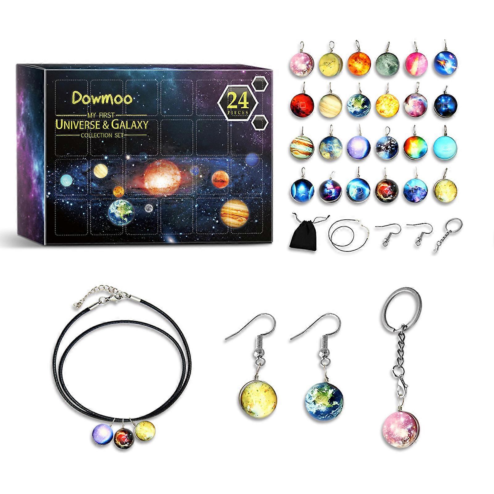 Holiday Advents Calendars 2024 Planets Theme Decor Countdown Advents Box for Holiday Festival