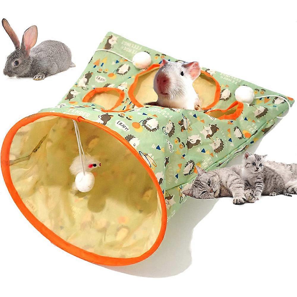 Cat Tunnel Bag 3 Layers Rattle Paper Pet Kitten Tunnel Small Pets Drill Bucket Foldable Interactive Cat Toys With Plush Ball