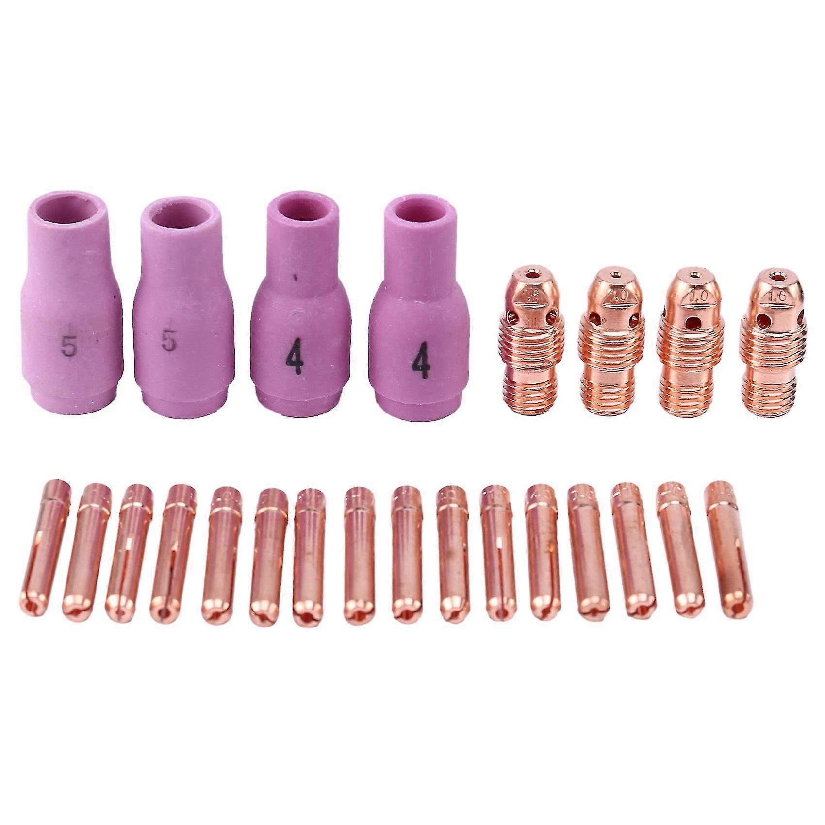 24Pcs TIG Welding Torch Consumable TIG Tungsten Electrode Collet Alumina Nozzle for WP9 WP9V WP9FV