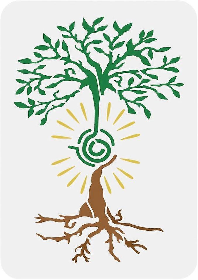 The Spiral Tree of Life Painting Stencil 8.3x11.7Inch Reusable Celtic Tree Spraying Stencil Large Plants Themes Stencil PET Hollow Out Decorative Temp