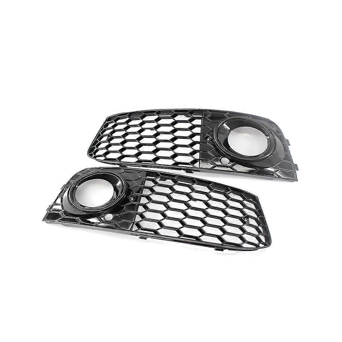 Mesh Fog Light Frame Fog Lamp Grille For A4 B8 Rs4 2009-2012 Glossy Black 8kd807682 8kd807681