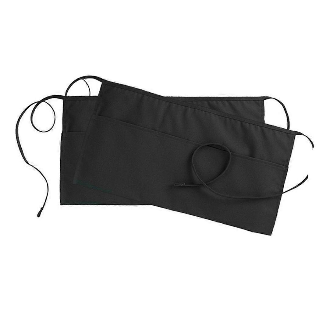 Server Aprons With 3 Pockets - Waist Apron(1 pcs, black)