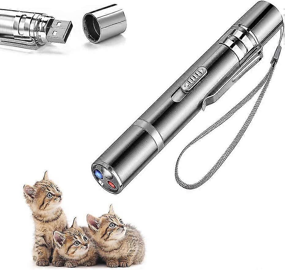 Cat Pointer Interactive Cat Toys 7 In 1 Multi-pattern Led Flashlight With Usb Rechargeable