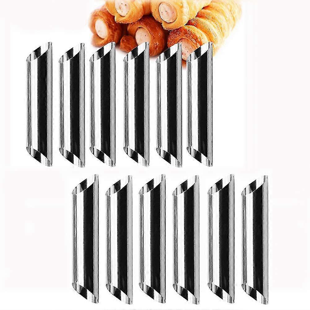 12pcs Cannoli Tubes Stainless Steel Pancake Tube Cream Horn Mould Screw Croissant Mold